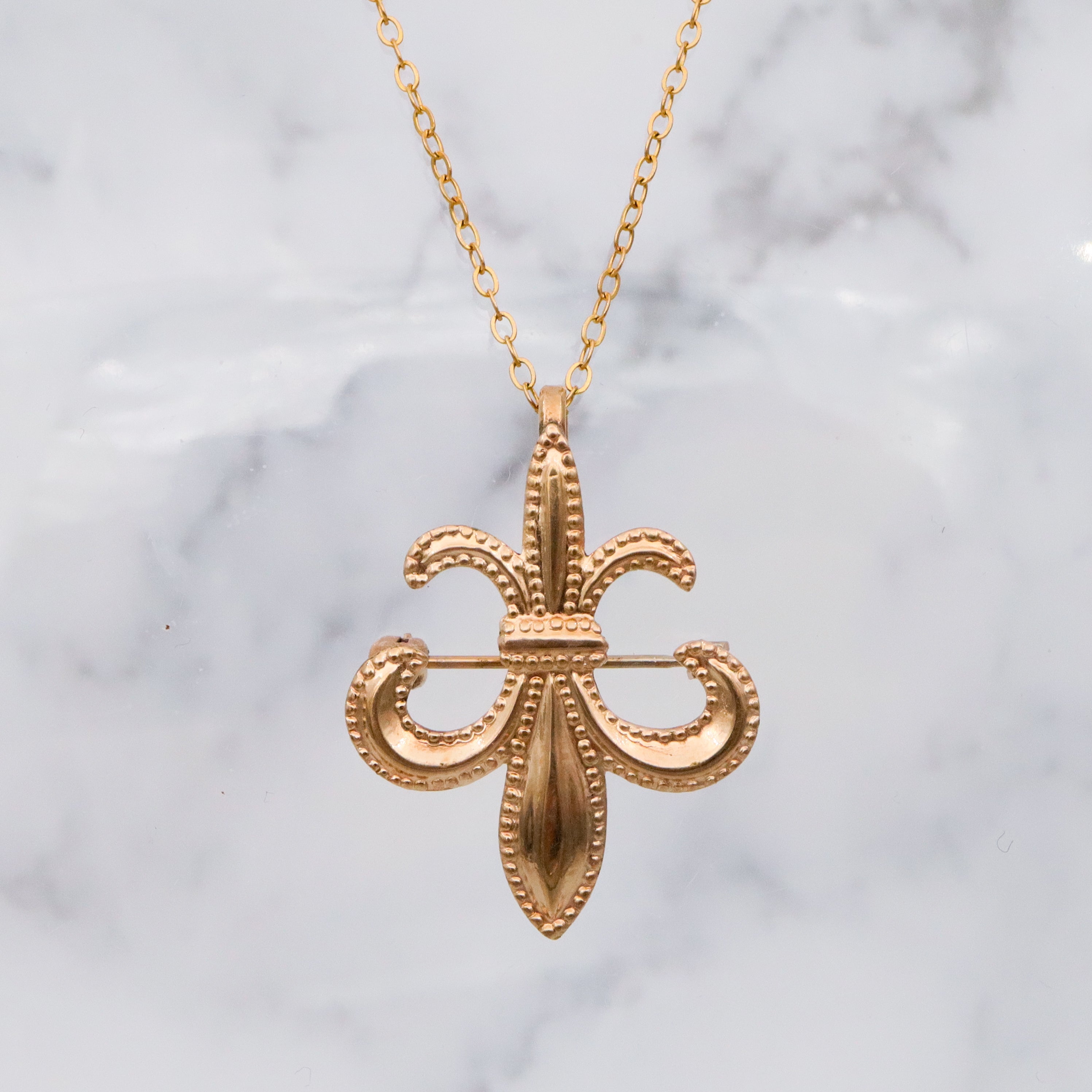 Antique Victorian gold filled fleur de lis watch clip pin